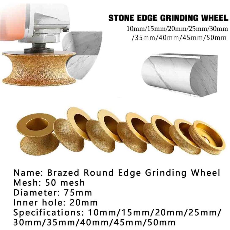 Meule Diamantée Brasée Sous Vide 75mm - Pour Granit, Marbre, Céramique (alésage 20mm)