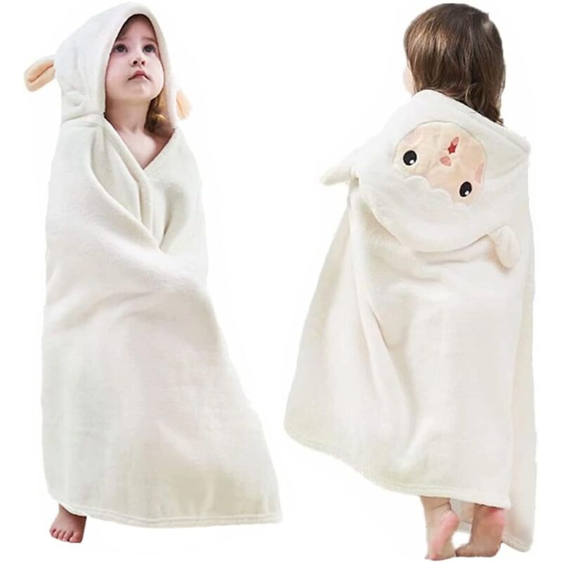 Poncho Bébé Avec Capuche Animaux (Lapin, Panda, Ours, Chiot) - Serviette De Bain Douce 2-4 Ans