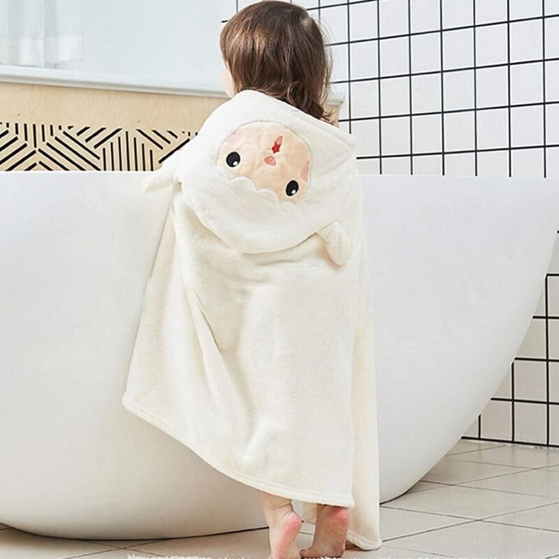 Serviette De Bain Bébé Avec Capuchon - En Flanelle Douce - Taille 100x70 Cm - Pour 0-5 Ans - Après Le Bain, Plage, Détente