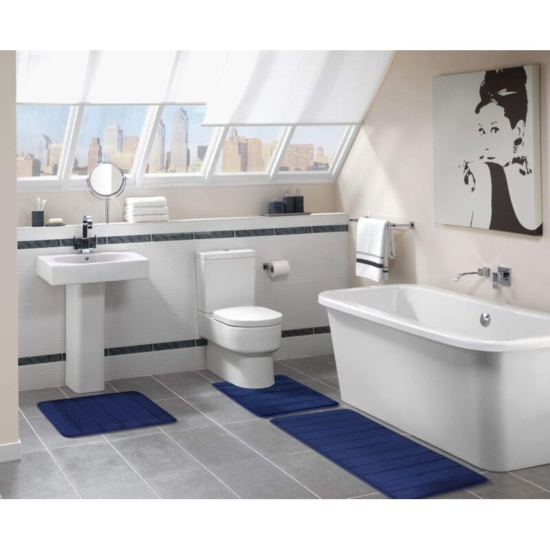 Yimobra Lot De 3 Tapis De Bain En Mousse à Mémoire De Forme, Super Doux, Absorbants, à Séchage Rapide, Lavables En Machine, Tapis De Sol Antidérapant Pour Baignoire-douche, Meubles Et Base De