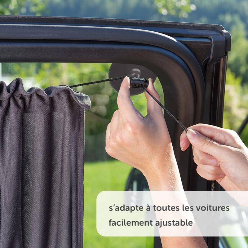 2 Pare-soleil Pour Voiture 65x50 Cm - Rideaux Occultants Avec Ventouses, Protection Solaire Et Intimité, Pour Fenêtres Latérales