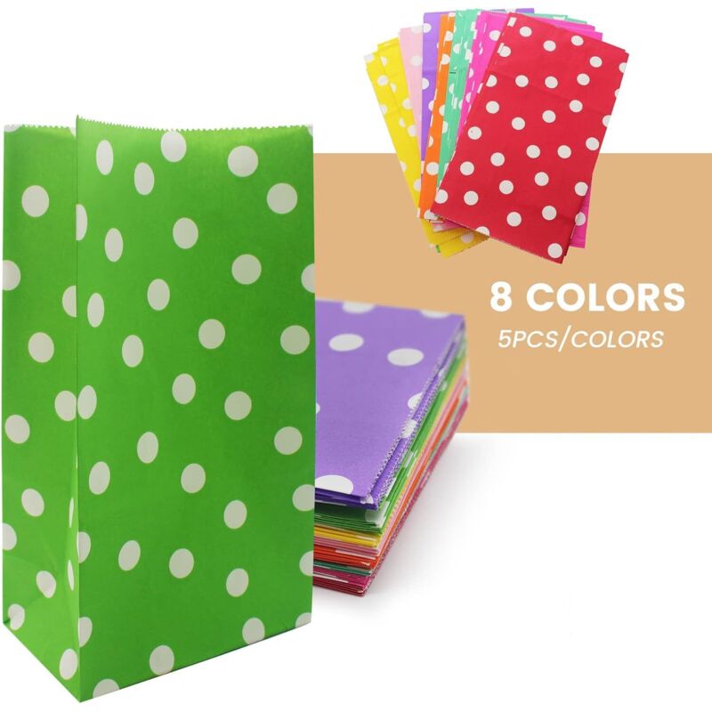 BESCOST Lot De 40 Sacs Cadeaux En Papier Kraft Avec Anse, 21 X 15 X 8