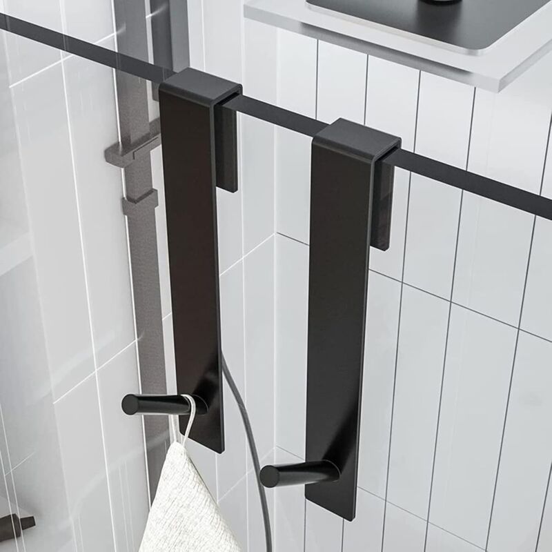 Double Crochet Mural Inox Sans Perçage Pour Salle De Bain - Porte-serviettes, Gain De Place