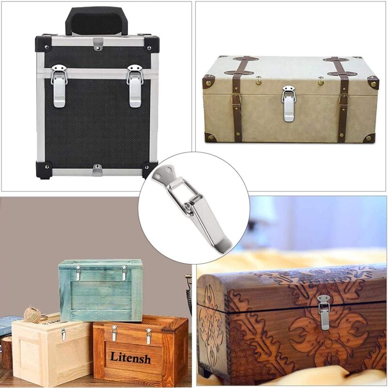 Lot De 8 Fermoirs à Levier En Acier Inox – Loquet à Ressort 76 Mm – Pour Armoire, Boîte à Outils, Valise – Vis Incluses