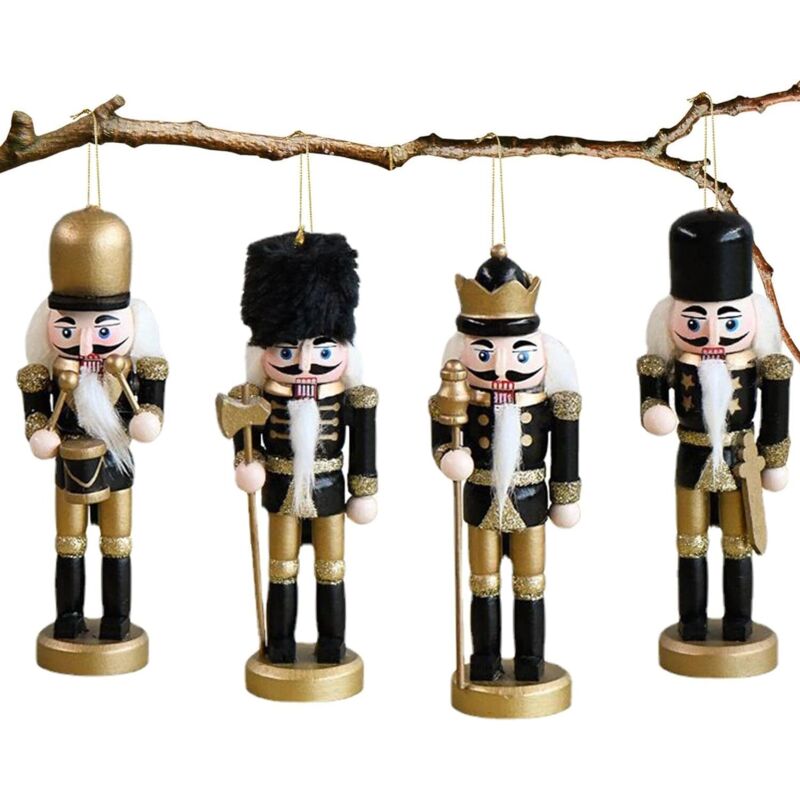 12 Ornements De Noël Casse-Noisette En Bois - Pendentifs Soldat Pour Sapin - Environ 8.6 Cm - Décoration De Fête Classique