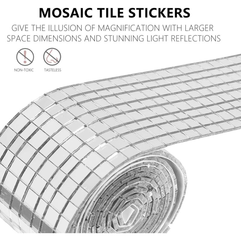 2400 Autocollants Miroir Mosaïque - Carreaux Acrylique 5x5mm Argent Pour DIY Boule Disco Et Déco