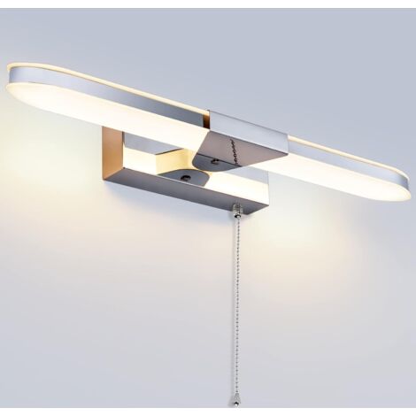 NOLUXA Lampe Miroir LED Salle de Bain 40CM Lampe pour Miroir Lumineux LED Applique Murale Lumiere Miroir Salle de Bain Avec interrupteur à tirette 3000K 920LM 8W IP20 Acrylique Lumières [Classe énergé