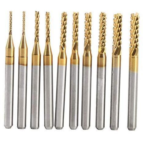 10Pcs Ti forage fraise coupe Outils Titanium CNC carbure ensemble d'usines d'extrémité Fraiseuse 1.0-3.0mm (1/5)