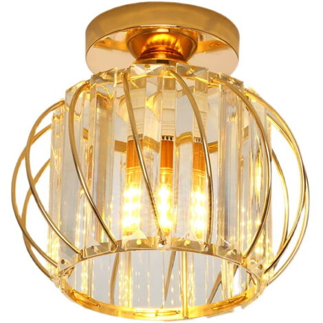 NOLUXA Plafonnier Led en Cristal Doré - E27 Mini Luster Couloir - Luminaires Intérieur Ø185mm - Aucune ampoule incluse (1/2)