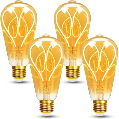 NOLUXA Lot de 4 Ampoule E27 Vintage Dimmable 4W ST64 Ampoule LED E27 Blanc Chaud 2700K 360LM Edison Décorative Rétro Ampoule (1/5)