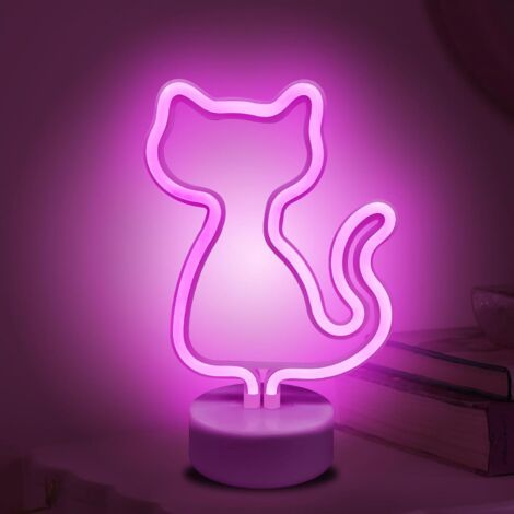 NOLUXA enseigne lumineuse LED néon déco de chambre veilleuses éclairage intérieur à piles et alimenté par USB Lampes pour Bar(chat) (1/5)