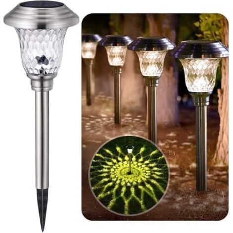 NOLUXA 4 Pièces Lampes Solaire Exterieure - Inoxydable - 0.2W IP44 - 115x115x400(H) mm - Blanche Chaude - pour Jardin noel Pelouse Terrasse (1/5)