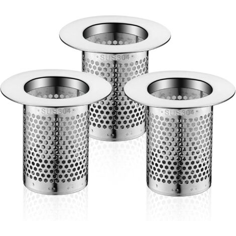 NOLUXA Filtre a Cheveux Douche, 3 Pièces Inoxydable Filtre Lavabo Salle de Bain, 5,5 × 5cm Bouchon Lavabo Filtre pour Balcon (1/5)