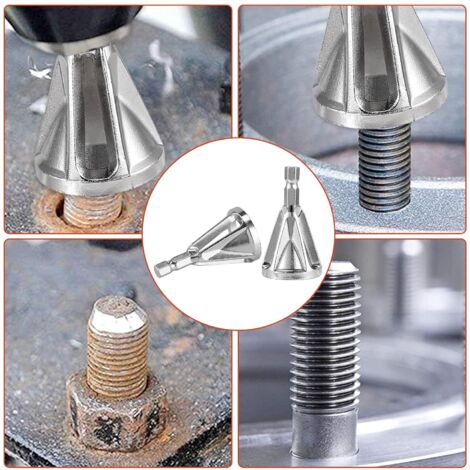 Outil D'Ébavurage Chanfrein Externe Jeanoko - Fraise En Acier Pour Perceuse, Queue Hexagonale Argent