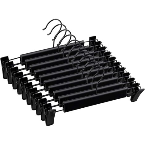 10 Pcs Cintres de Pantalon, Plastique et Métal Conception antidérapante, pour Jupes, Pantalons, Pantalons, Jeans (1/5)