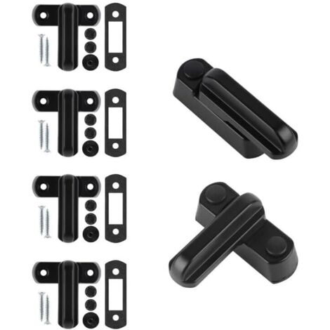 Sash Jammer Serrure de Fenêtre Supplementaire,4 Serrures de Porte Fenêtre Bloquer en Alliage d'Aluminium avec 8x vis,Sécurité Domestique,d'Enfant, Noir