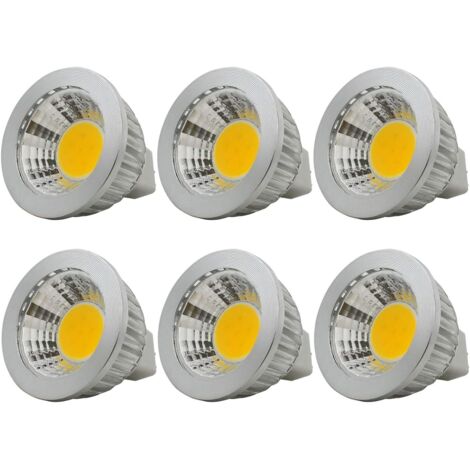 6 unités, Ampoule LED MR16/GU5.3 COB Lampe Bulb, 3W / 210lm, DC 12V, Blanc Chaud 2700K, Équivalent à Ampoule Halogène 20W, ø50x52, 90° Angle de faisceau [Classe énergétique A+]
