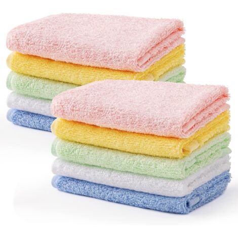 10 Pièces Serviettes de Bébé Serviettes de Main Fibre de Bambou Facial Lingettes 25 25 Cm Enfants Serviettes Multicolor Serviettes de bain Serviettes de cuisine (1/5)