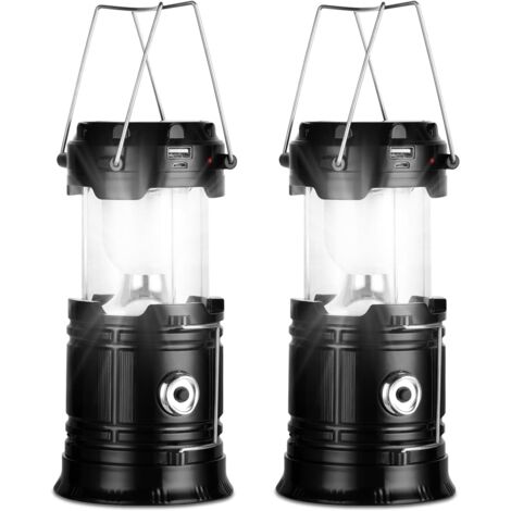 NOLUXA Lanterne Solaire de Camping, Lot de 2 de Lampe Torche pour Eclairage Extéieur, Portable Lampe de Camping Imperméables IP54 (1/5)