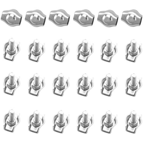 NOLUXA 24 Pièces Pince Câble Métallique,Serre-Câble M2,Clips de Câble en Acier Inoxydable Pour Câble D’Acier 2mm,Pour Les Chantiers (1/5)