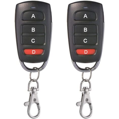 Lot de 2 Universel Porte De Garage Clonage Clé Fob Télécommande 433 MHz 4 bouton Cloner pour Porte de Garage Porte Électrique etc (1/5)
