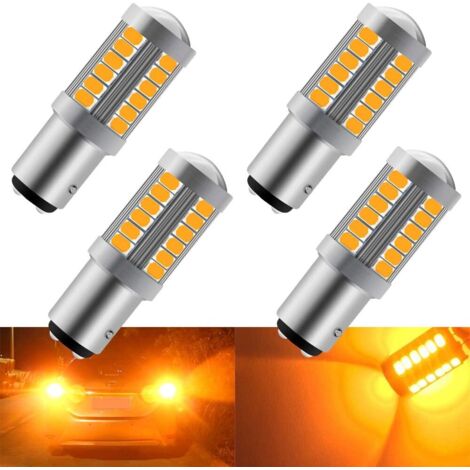 Ambre 1157 BA15D P21/5W 5630 33SMD Ampoules LED Canbus de Voiture 900LM Super Bright Feu de Clignotants Avant et Arrière Clignotants Ampoules 12-30V 3.6W(4 pièces)