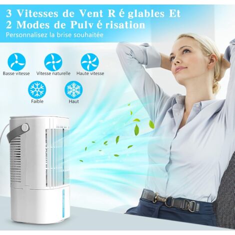 Climatiseur Mobile à Ultrasons - 3 Vitesses, Veilleuse, Silencieux - Rafraîchisseur D'air