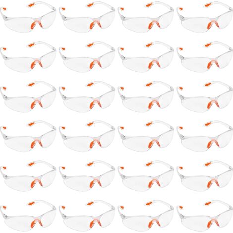 Lot de 24 Lunettes de Sécurité Transparentes - Lunettes de Protection avec Verres en Plastique, Pont-de-Nez et Embouts de Branches en Caoutchouc pour Plus de Confort - Lunette Transparente PPE (1/5)