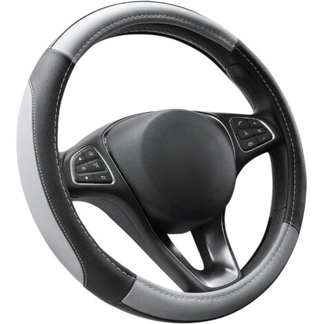 Couvre Volant Gris et Noir Microfibre Cuir Diamètre M 37-38 cm (1/5)