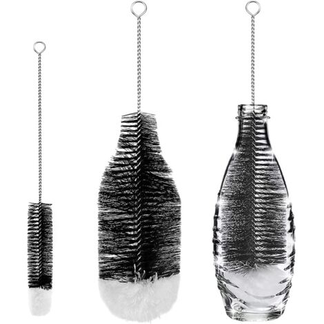 Lot de 2 Goupillon Bouteille Brosses de Nettoyage Brosse Bouteille Nettoyage Avancé pour Bouteilles en Verre Thermos Biberons Et Tasses. (1/5)