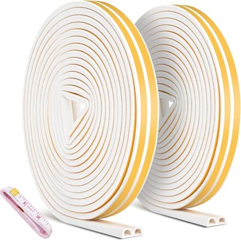2 Pack 20m Bande de Joint, Auto-adhésif Anticollision Joint de Porte, D-Profi Joint d'étanchéité de Porte et Fenêtre pour Anti-intempéries/isolation acoustique - 9mm6mm (1/5)