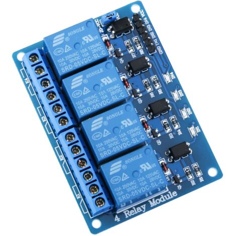 Module Relais 5V DC 4 Canaux avec Optocoupleur 4-Channel Relay Module pour Mega 2560 1280 DSP Arm PIC AVR STM32 Raspberry Pi (1/5)