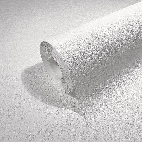 NOLUXA Papier peint vinyle expansé aspect plâtre - 10m x 0,5m - réduction du bruit ixpe - pour le salon chambre à coucher - Blanc (1/3)