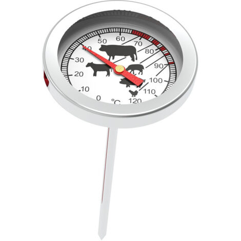 NOLUXA Thermomètre de Cuisson en Acier Inoxydable avec Échelle Graphique 0-120°C pour Cuire, Fumer et Cuire les Viandes (1/5)