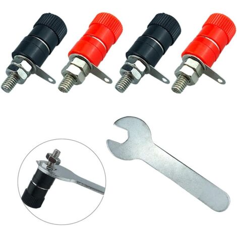 ETO- Poste de liaison de haut-parleur Banana Jack Plugs Ba 4 Pcs Noir