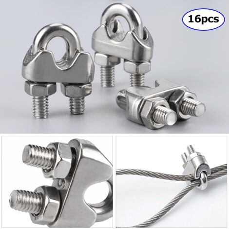20 Pièces Serre-Câbles M4 Inox - Clips Métalliques Solides Pour Câbles 2-4mm, Clôtures, Corde à Linge, Jardin