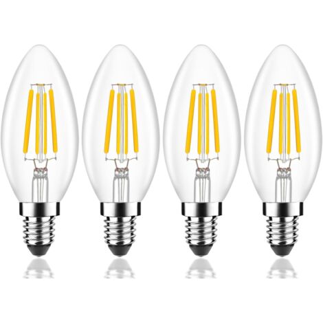 NOLUXA Lot de 4 Ampoules LED Classique E14,équivalent 4W,Forme Bougie,éclairage Blanc Chaud 2700K,AC 220V-240V [Classe énergétique A] (1/5)