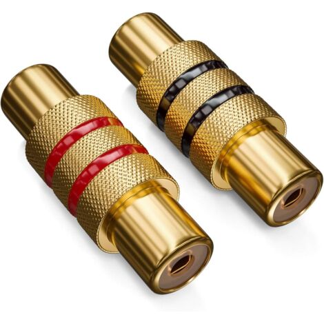 NOLUXA 2 Pièces Coupleur RCA - Adaptateur Audio Vidéo Noir et Rouge - Connecteur RCA Femelle (1/5)