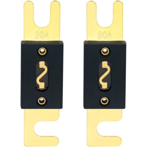 Lot de 2 fusibles ANL- 80 A - pour système audio de voiture - noir et doré (1/4)