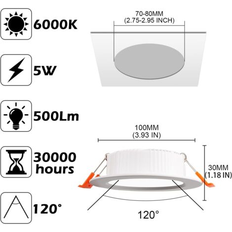 LED Spot encastré, Extra plat, 230V éclairage plafond encastré, Blanc