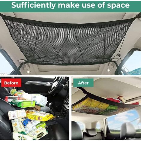 Filet De Rangement Réglable Pour Toit De Voiture WATUNID 90x65cm - Double Couche Avec Sac De Rangement - Idéal Jeep SUV Van