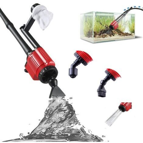 Aspirateur électrique pour Aquarium - Sable et Gravier - 6 en 1 - Siphon pour Changement d'eau - Nettoyage de la saleté + nettoyant pour Sable + Nettoyeur de débris de Poisson (Red) (1/5)