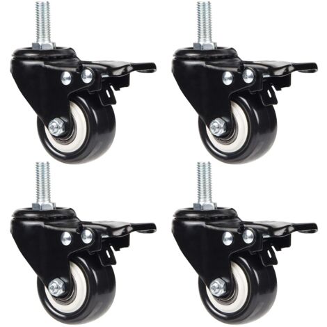 4 Roulettes Pivotantes Roulettes de 50 mm pour le Transport de Meubles, Capacité de charge de 40 kg Chacune, vis M10