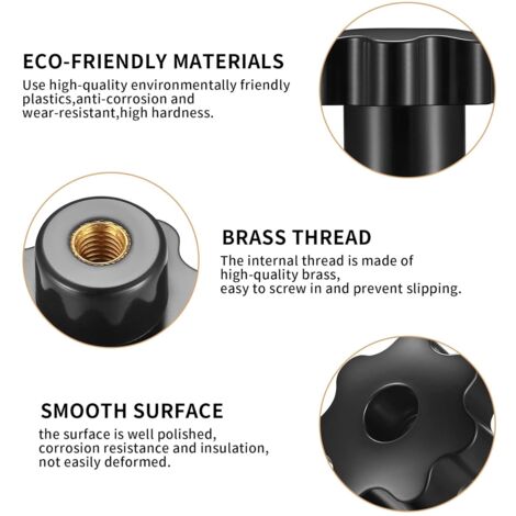 2 Vis Moletées Noires Avec écrous De Serrage - Filetage M8 - Idéales Pour Bricolage