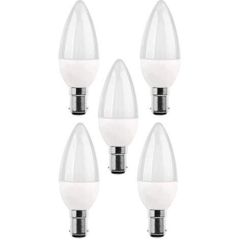 5 packs d'ampoules LED B15, ampoule incandescente 5 W, 220V 270 lm, lumière du jour 3000 K, ampoule B15 à culot baïonnette, [classe d'efficacité énergétique A+].