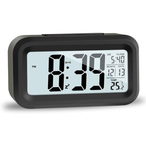 LCD Horloge Digitale Réveil, Réveil De Voyage avec Température Date Snooze, Horloge Numérique sans Tic-Tac pour Chambre Bureau de la Famille