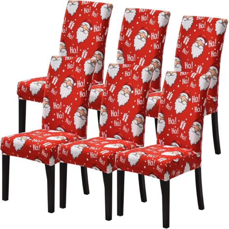 Housse de Chaise Noël Motif Lot de 6 pour Salla a Manger Salon, Couverture de Chaise Extensible Moderne Universelle comme Décoraion Noël Intérieur(hors chaises) (1/5)