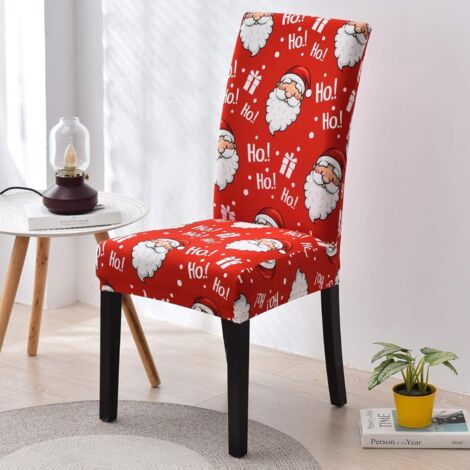 Housses De Chaises De Noël - Lot De 6, Polyester Extensible, Motifs Festifs - Protection Lavable Pour Salle à Manger, Fêtes Et Décoration