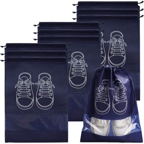 2PCS Sacs à Chaussures De Voyage Suuwwn - Maille TPU Imperméable Avec Fermeture Éclair - Rangement Pratique Noir
