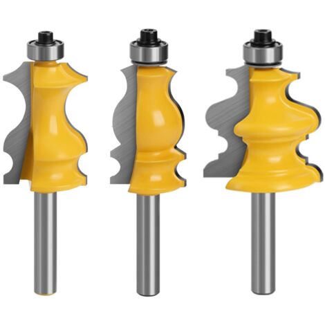 Lot de 3 Fraise Defonceuse 8mm, Fraises pour Défonceuses, Outils pour le Travail du Bois, Machines à Graver, Outils pour Machines à Découper, Pour Couper du Bois (8mm) (1/5)